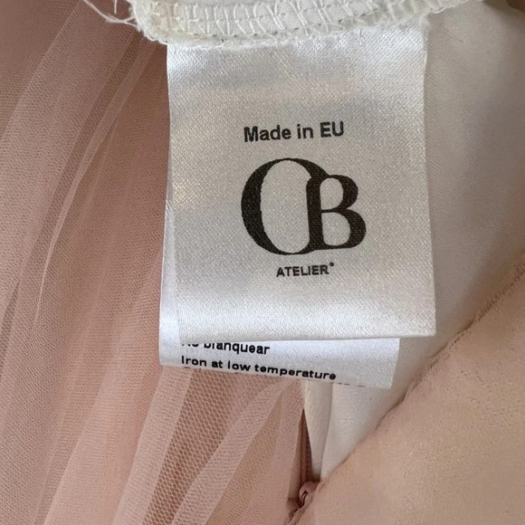 NEW O'Blanc Pink Silver Lace Tulle Formal Midi Dress $1440 - Picture 12 of 14